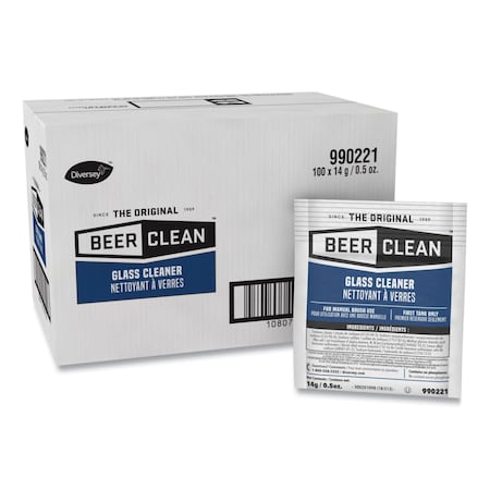 Diversey Beer Clean Glass Cleaner, Powder, .5oz Packet, PK100 990221